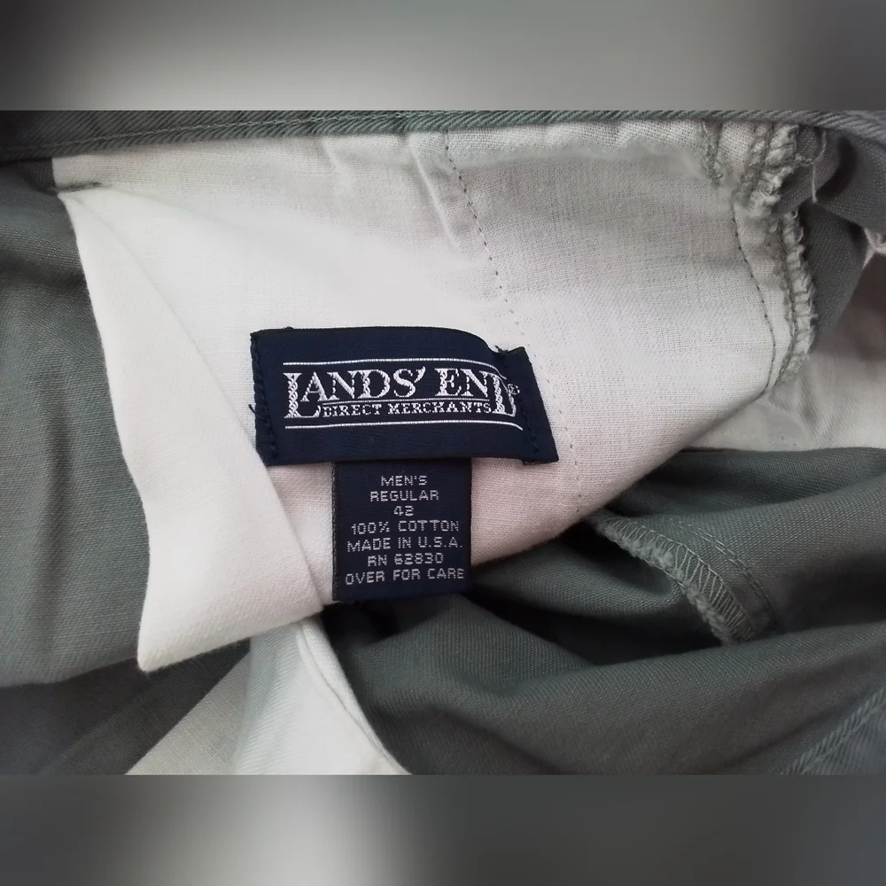 Nwt Lands End Shorts Y2K Mens 42 DUSTY SAGE GREEN Chino Pleated USA Vintage